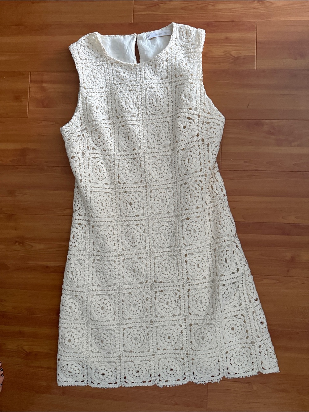 Mango Crochet Mini Dress in Cream